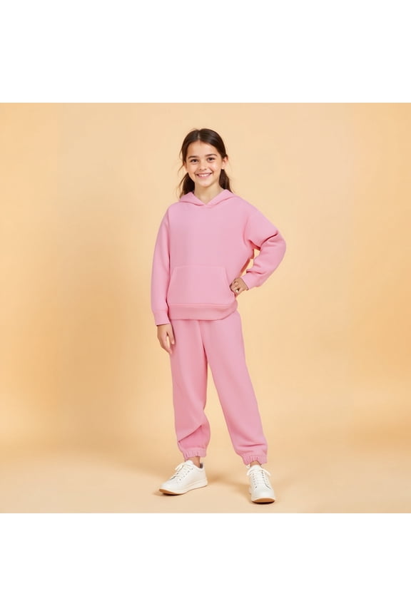 Child Kids Toddler Sweatsuit 2 Piece Long Sleeve Pink Pullover Hoodie Jogger Set Warm Fall Winter Clothes Boy Clothes 8-9 Years