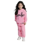 Child Kids Toddler Sweatsuit 2 Piece Long Sleeve Pink Tracksuit Pullover Hoodie and Jogger Pants Fall Clothes Hoodie Set3-4 Years