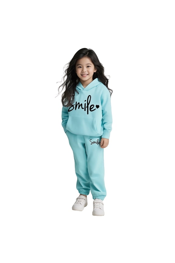 Child Kids Toddler Sweatsuit 2PC Long Sleeve Light Blue Basic Hoodie Sweatpants Set Warm Fall Winter Clothes 6-7 Years Old Boy Clothes