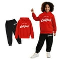 thumbnail image 1 of Child Kids Toddler Sweatsuit 2PC Long Sleeve Red Tracksuit Pullover Hoodie Leggings Pants Winter Clothes Boys Jogger Set4-5 Years, 1 of 4