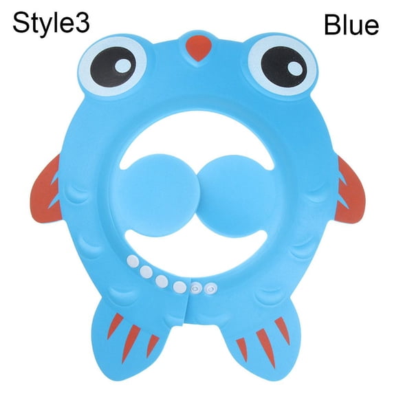 Child Kids Waterproof Eye Protection Portable Baby Shower Caps Shampoo Hat Wash Hair Shield Bath Visor BLUE STYLE 3