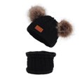 thumbnail image 1 of Child Knitted Beanie Hat Winter Warm Keeping Breathable Boys Girls Cap Scarf Set Kid Head Accessories, Black, 1 of 9