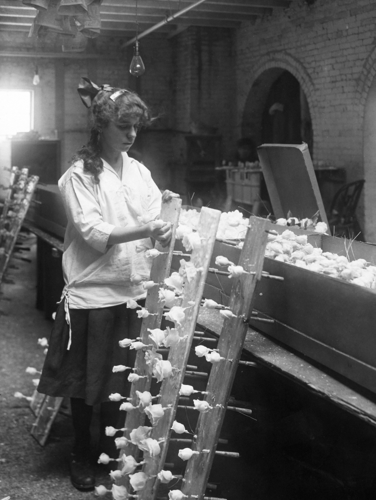 Child Labor, C1915. /Na Young Girl Works At A Factory Assembling Artificial Roses. Photograph, American, C1915. Poster Print by  (18 x 24) - image 1 of 1