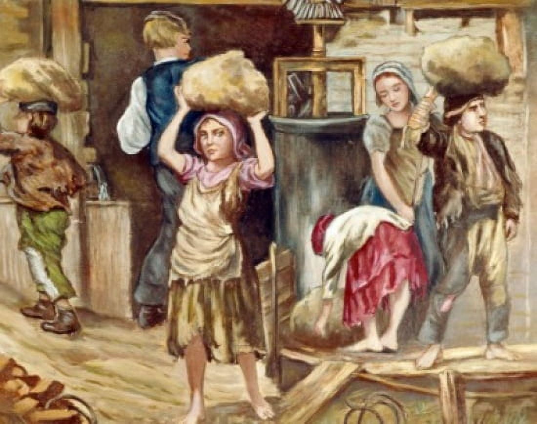 Child Labor Children Carrying Clay in Brickyard by unknown painter Artist Unknown Canvas Art - (18 x 24)