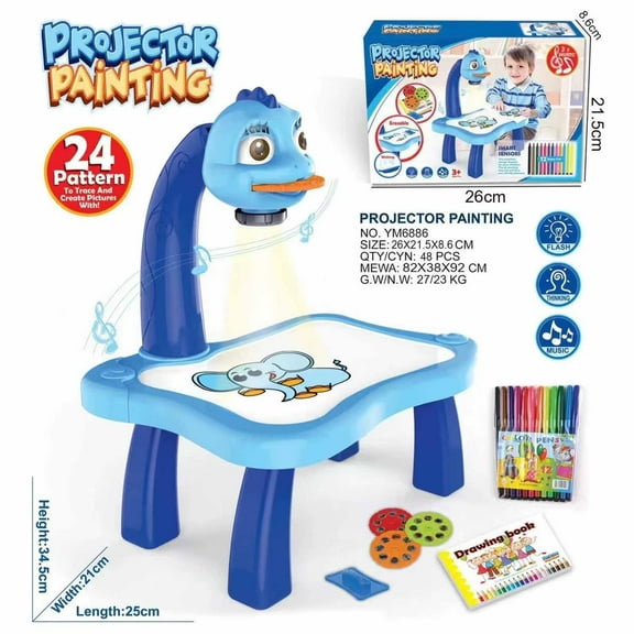 Child Learning Desk With Smart Projector, Kids Educational Painting Table Light Music Children Projection Drawing Playset Table, Birthday Gift For Boys Girls