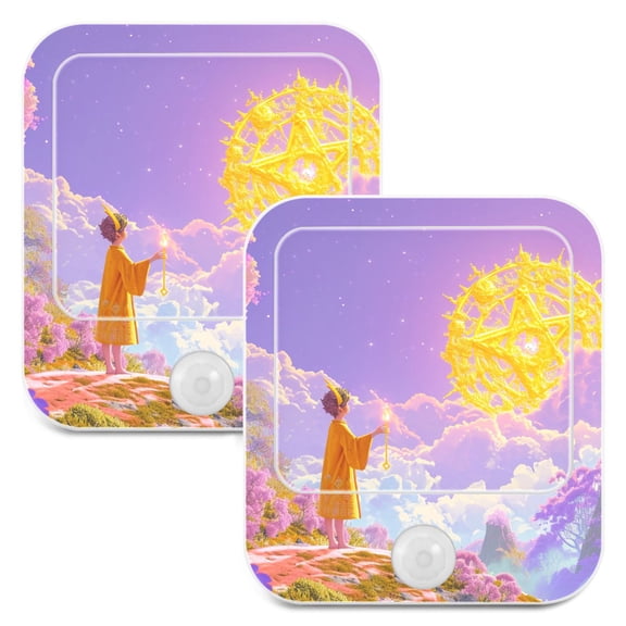 Child Magic Clouds Flowers Night Lights Plug into Wall LED with Auto Light Sensor Warm Light for Kids Hallway Bedroom Living Room Kitchen Bathroom Set of 2