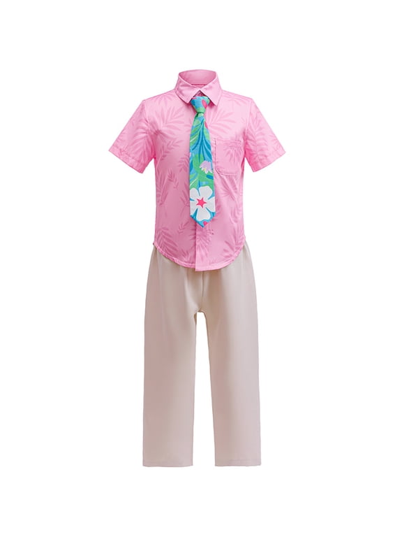 Nick Costume Shirt with Tie Hawaiian Printed T-Shirt Birthday Party Fox Outfit