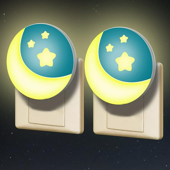 Child Night Light Electric Outlet, Set of 2 Auto LED Moon Wall Lamp for Bedroom Stairs, Nursing Night Light, Newborn Baby Girl Gift, Nanny, Newborn Accessory