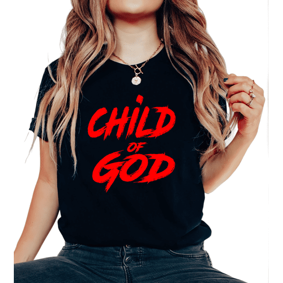 Child Of God Christian Faith Print Tshirt Graphic Tees Black Shirts S-5XL Womens Casual Religious Tops