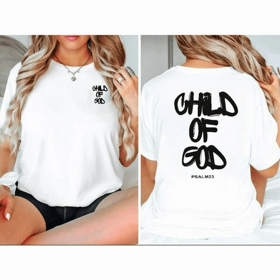 Child Of God Print Tshirt Christian Quote Graphic Tees Shirts trendy and popular round-neck design is retro White S-5XL Faith Classic Tops