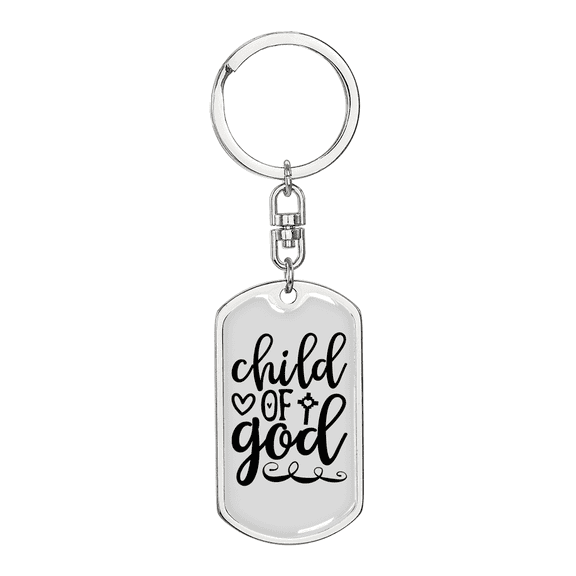 Child Of God Stainless Steel or 18k Gold Premium Swivel Dog Tag Keychain