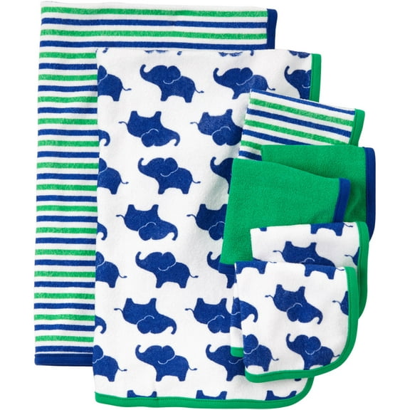 Child Of Mine Made By Carter's Newborn Baby Boy Washcloth And Towel Set, 7 Pack