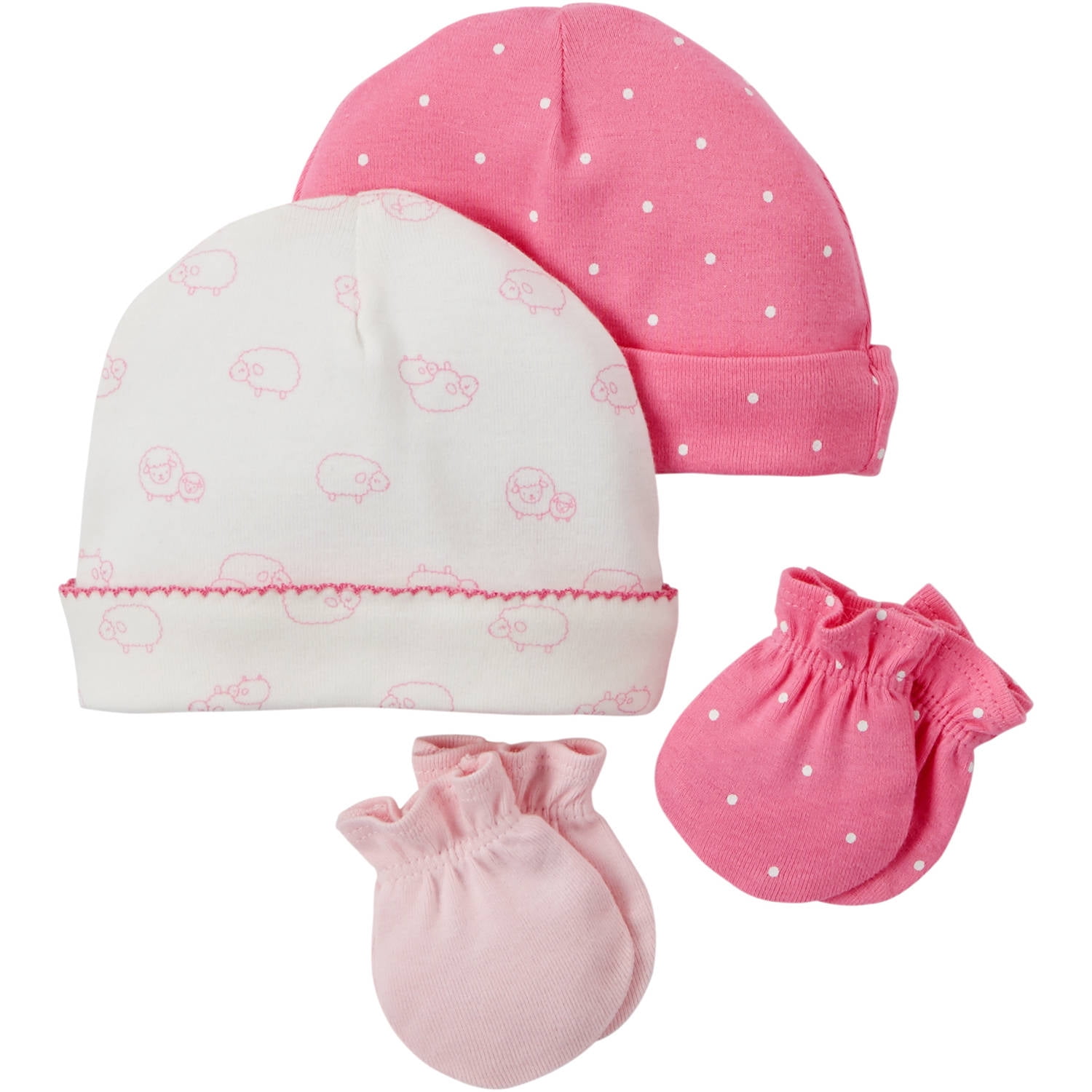 Child Of Mine by Carter's Newborn Baby Girl Mitten and Cap 4Piece Set