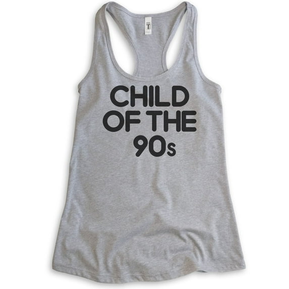 Child Of The 90s Tank Top, Ladies Racerback Tank Top, Nostalgia Tank, Nostalgic Tank, 90's Tank, Heather Gray, Medium