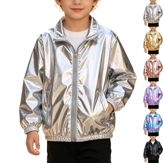 Child Padded Jacket Dqueduo Boys And Girls Spring Fall Fashion Solid Color Zip Up Lapel Jacket Coat Gray 8-9 Years