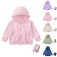 thumbnail image 1 of Child Padded Jacket Dqueduo Boys And Girls Summer Casual Fashion Hooded Zip Up Sun Protection Loose Jacket With Pockets Pink 5-6 Years, 1 of 5