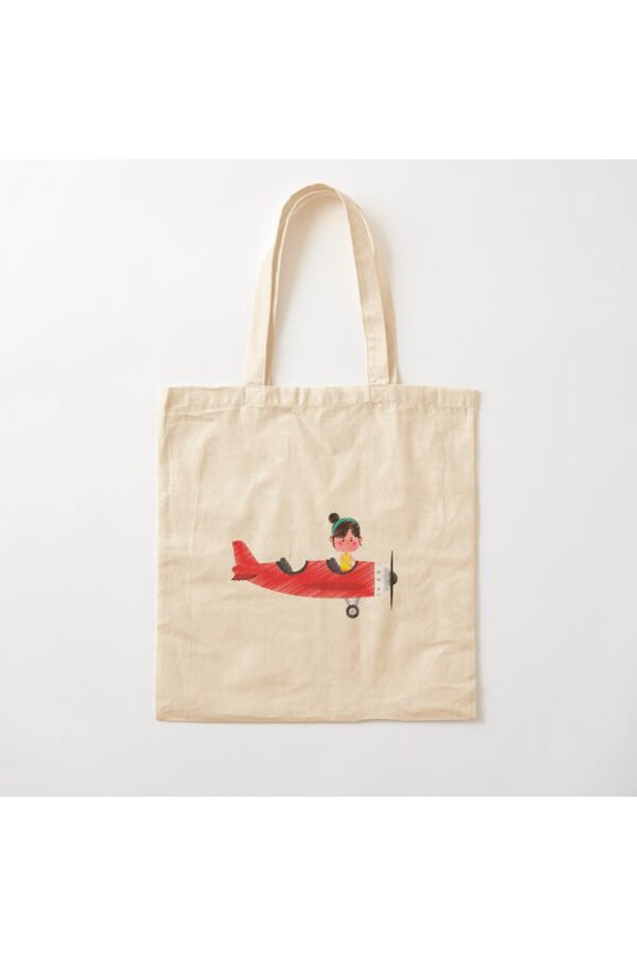 Child Pilot In A Red Airplane Canvas Tote Bags, Reusable Shopping Bag