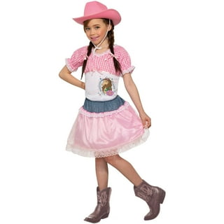 SUEE Pink Cowgirl Outfit for Girls 70s 80s Hippie Disco Halloween Movie  Doll Costume, 3-10Y