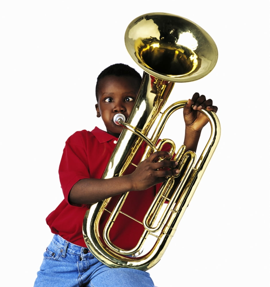 Child Playing Baritone Canvas Art - Ron Nickel Design Pics (14 x 15)