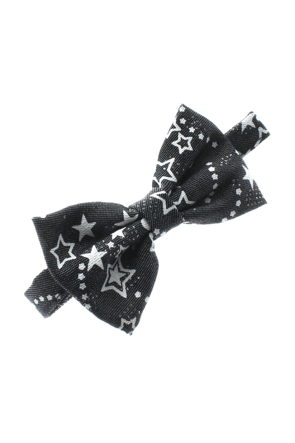 Child Printed Denim Adjustable Pre-Tied Bow Tie - Celestial Sparkle Black Denim