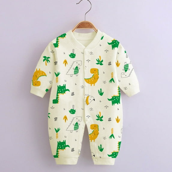 Child Printing Newborn Button-Neck Long Sleeved Long Rompers