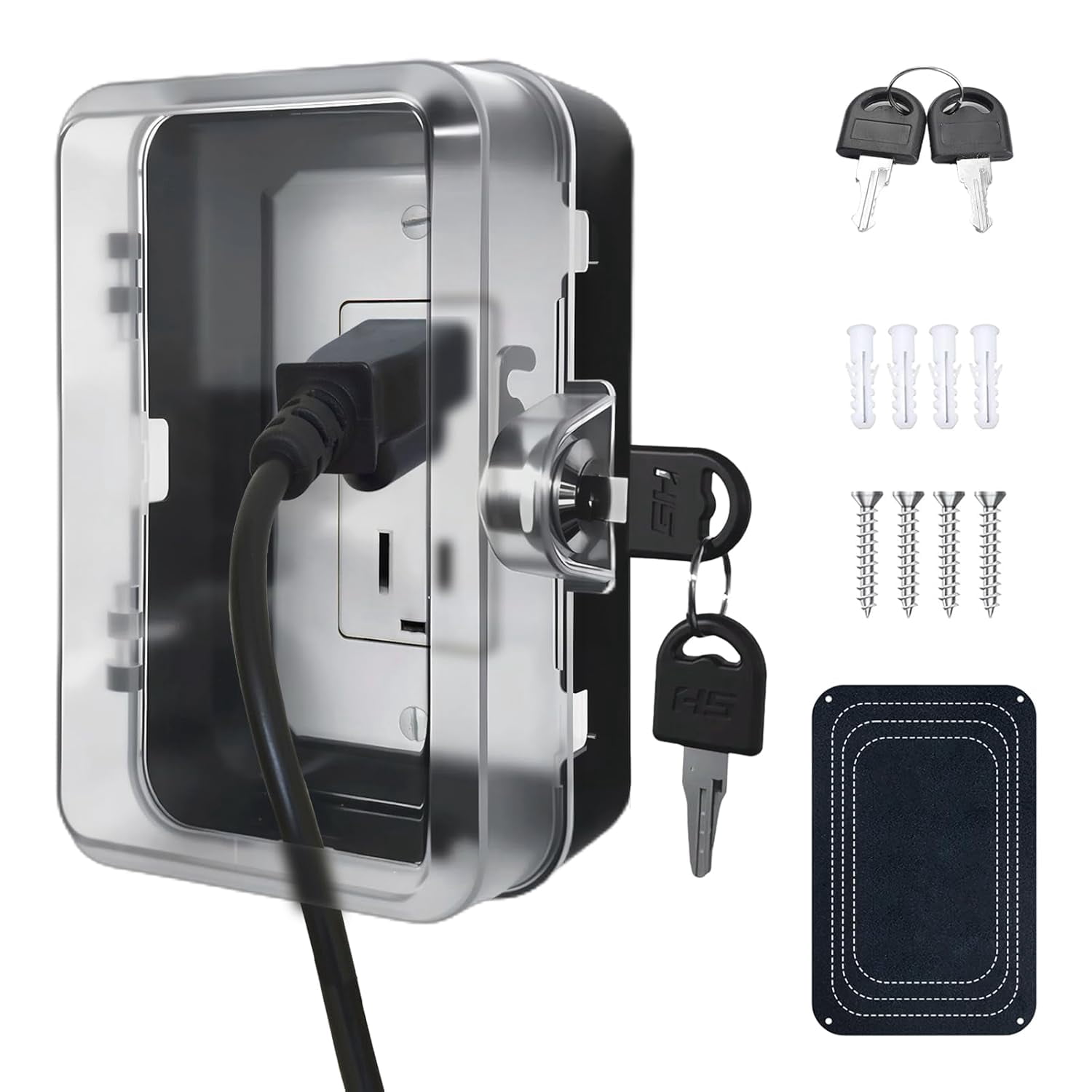 Child Proof Outlet Lock Box with 2 Durable Keys - Heavy Duty Safety ...
