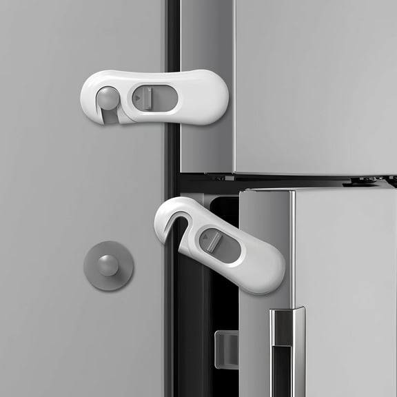 Child Proof Refrigerator Lock with 3M Adhesive, Baby Child Safety Cabinet Locks, Kids Safety Fridge Locks for Oven Drawers Door- 2pcs