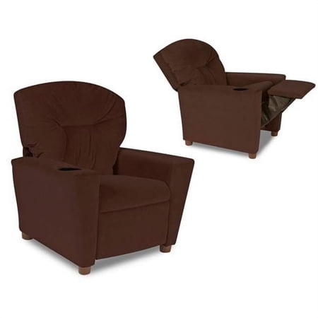 Child Recliner with Cup Holder - Chocolate Micro Suede