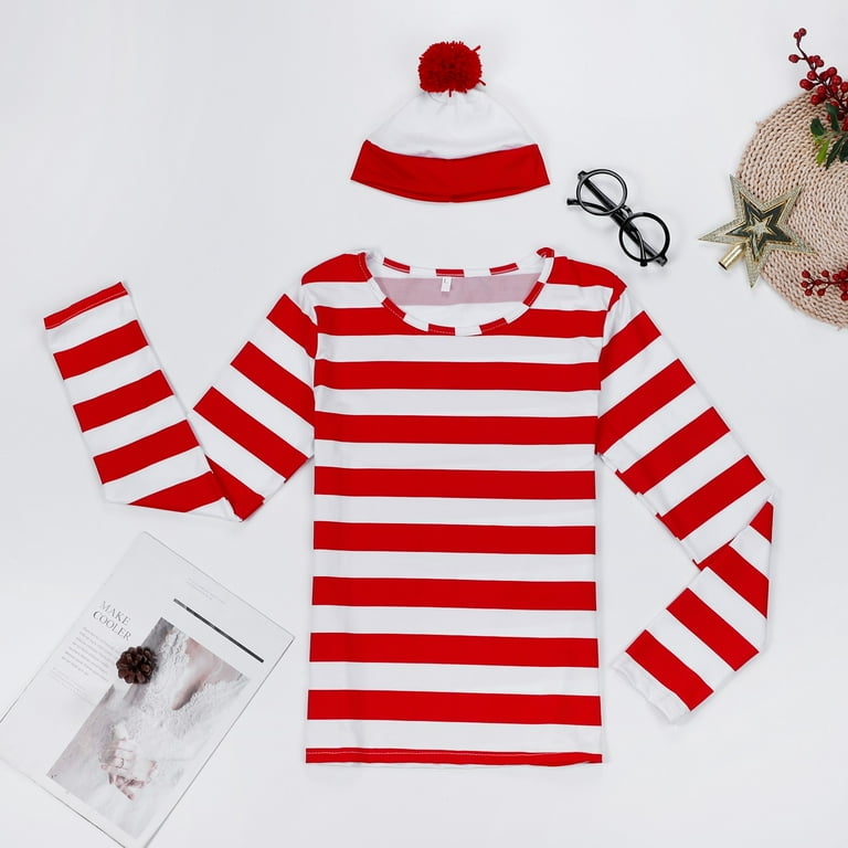 Red and white striped shirt best sale outfit