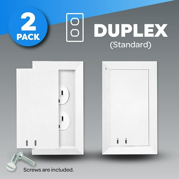 Child Resistant Outlet Cover (2-pack | White) | Duplex Standard Wall Plate | Sliding Door that Locks | Safe & Stylish | Patented Design | Made in the USA | Quick & Easy Installation | Socket Shield