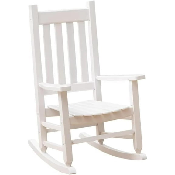 Child Rocking Chair Kid's Toddler Rocking Chair Comfy Rocker Furniture Indoor Outdoor Patio Porch Balcony Reading Room for Baby Children Wooden Rocking Chair Ages 6-10, White