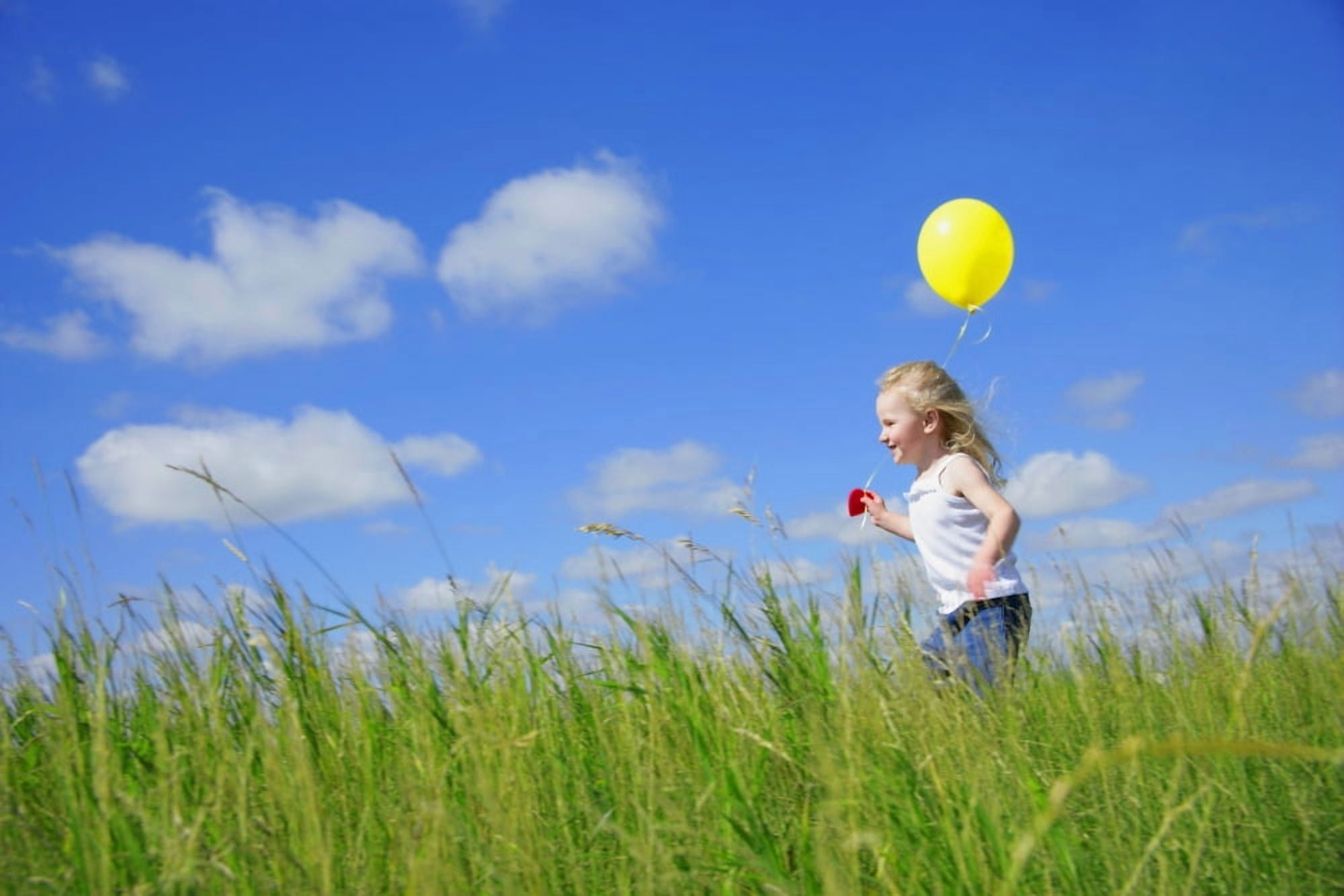 Child Running With A Balloon Canvas Art - Don Hammond Design Pics (34 x 22)