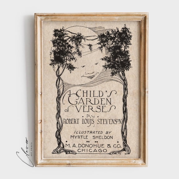 A Child'S Garden Of Verses Book Cover Art Print, Bookish For Book Lovers And Bookworm, Vintage, Classic Book Art Home Decor #181, Unframed Canvas Size 16x24