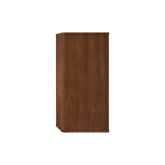 Child-Safe Wall-Mounted Bathroom Cabinet with Adjustable Shelves & Smooth-Push Doors, Space-Saving Floating Organizer for Bathrooms & Laundry Rooms, Striped Walnut Finish Pre-Assembled Storage