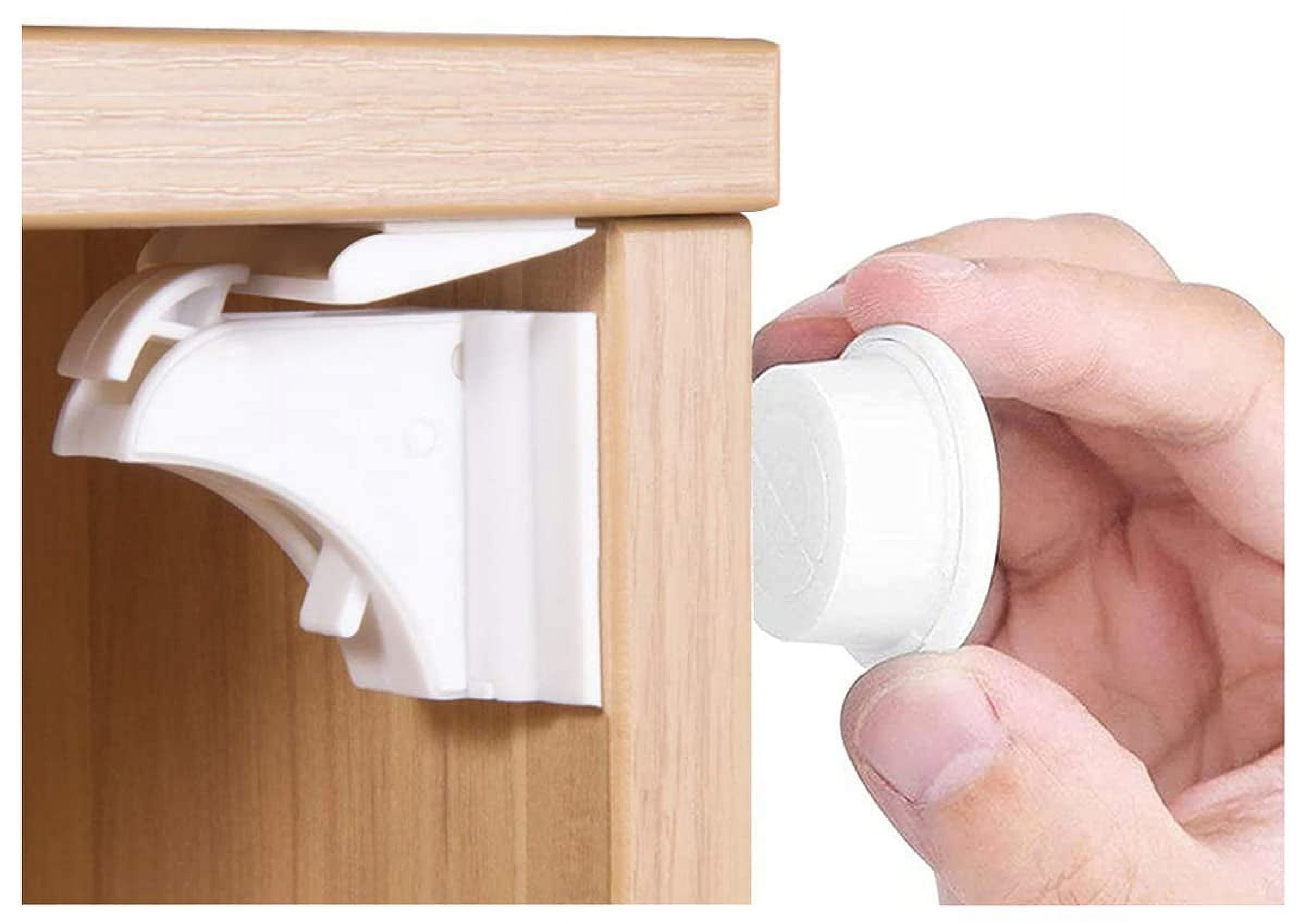 Child Safety Adhesive Magnetic Cabinet Locks (20 Locks and 3 Keys), Easy Install in Seconds, No Screws or Drilling, Invisible Baby Proof Locks for Cabinets and Drawers