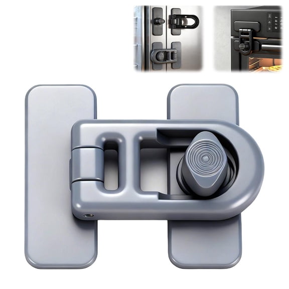 Child Safety Cabinet Lock with 180 Degree Rotation, Dual-Lock Baby Proofing Latches for Drawers and Cupboards, Drill-Free Adhesive Lock, 3 inch