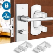 Child Safety Door Handle Locks, 2Pack Adhesive Baby Proof Door Lever Lock No Drill Quick Install Safety Locks for Door