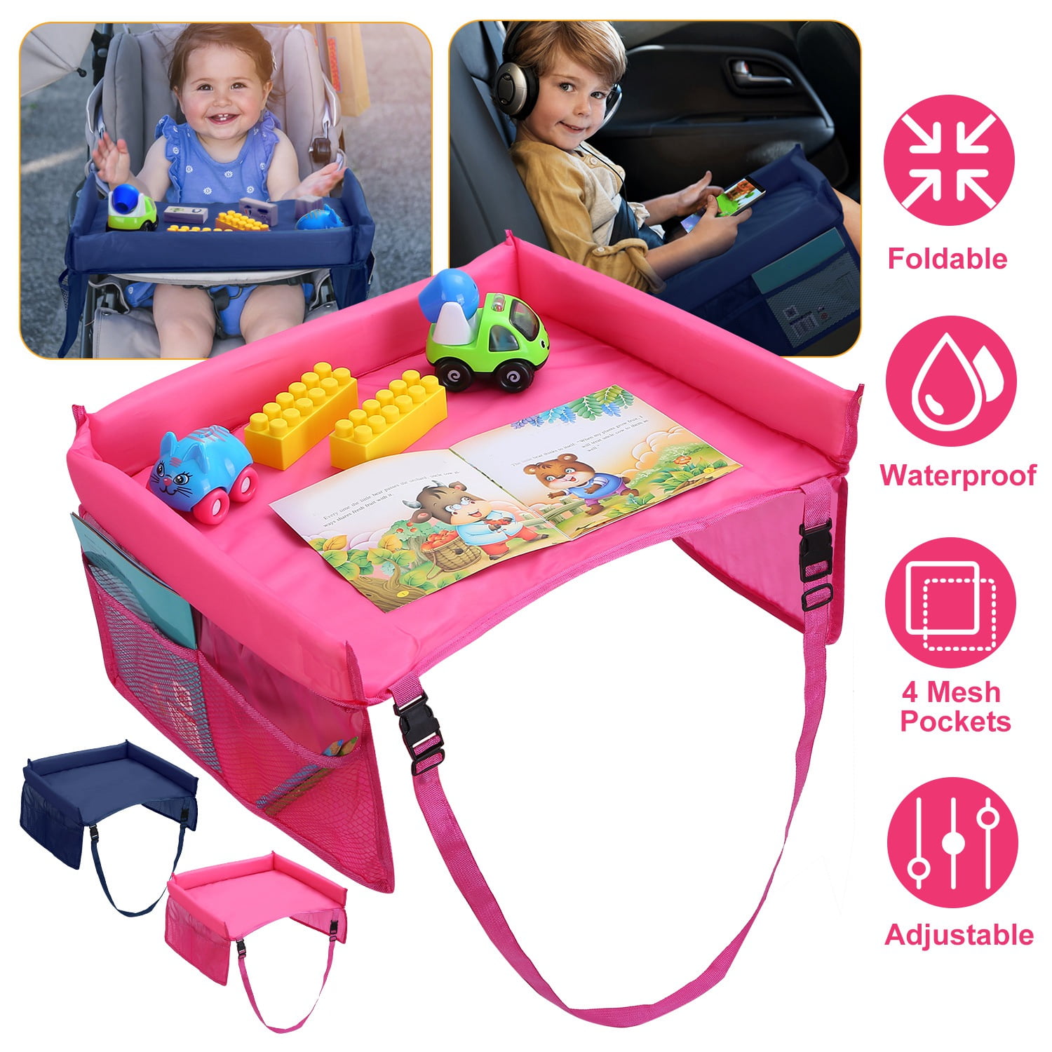 Waterproof Travel Children's Activity Tray with Side Walls and Mesh Snack  Pockets - China Travel Seat Table, Play Tray