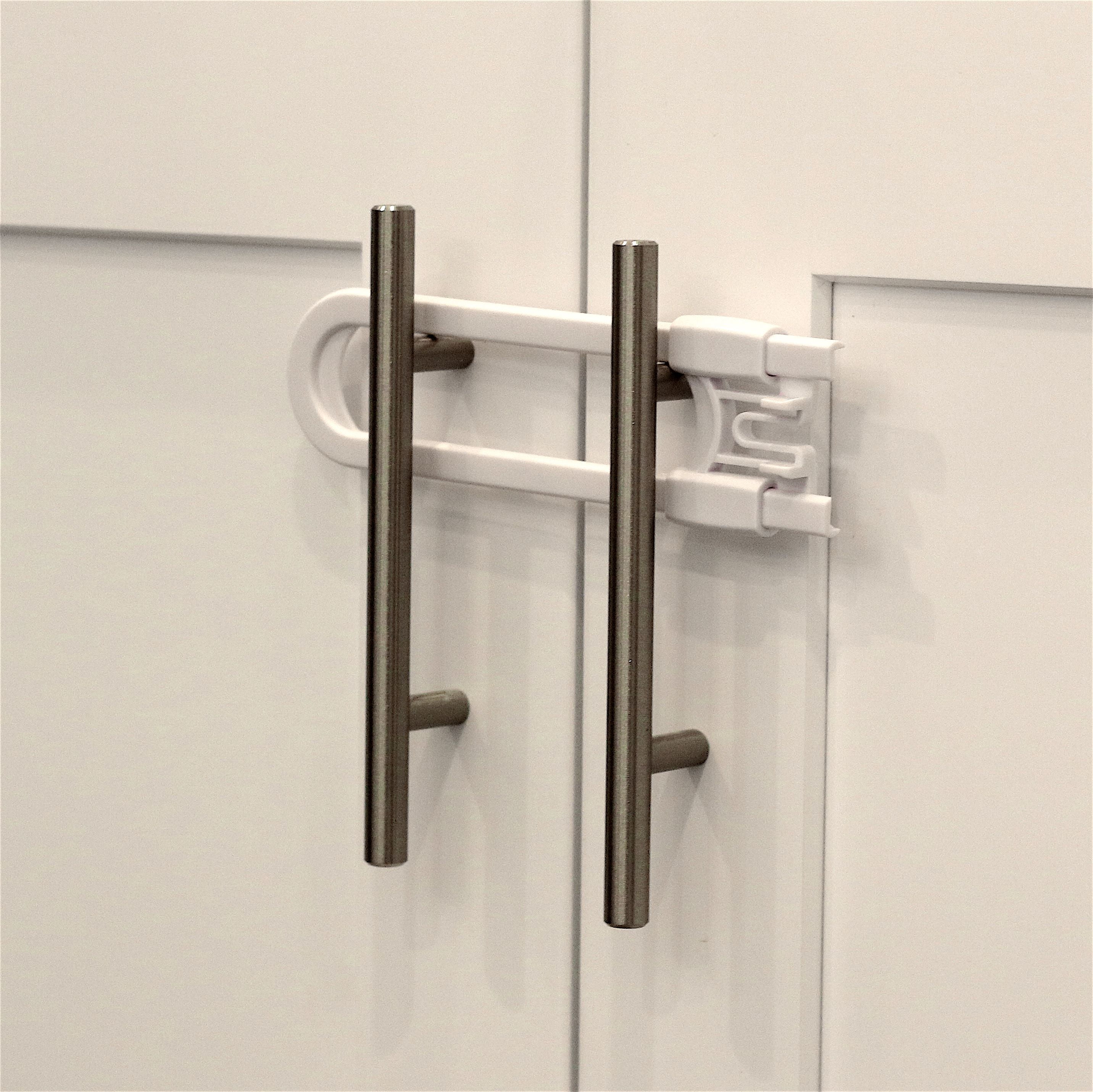 Toddleroo by North States Sliding Cabinet Locks | Keep Side by Side  cabinets Safely and securely Closed | Works on Cabinet Handles up to 4.5  Apart 