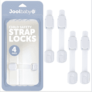 Child Safety Strap Locks 4 Pack for Fridge, Cabinets, Drawers, Dishwasher, Toilet, 3M Adhesive No Drilling