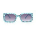 thumbnail image 1 of Child Size Cute Flower Print Girls Rectangle Mod Fashion Sunglasses Blue, 1 of 4