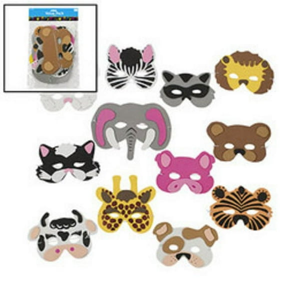 Child Size Foam Animal Masks - Apparel Accessories - 12 Pieces