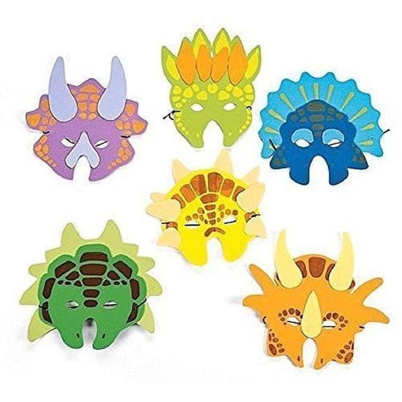 Child Size Foam Dinosaur Masks - Apparel Accessories - 12 Pieces