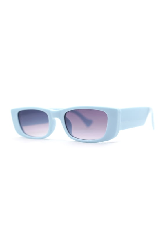 Child Size Girls Mod Rectangle Cat Eye Fashion Plastic Sunglasses Blue - Smoke