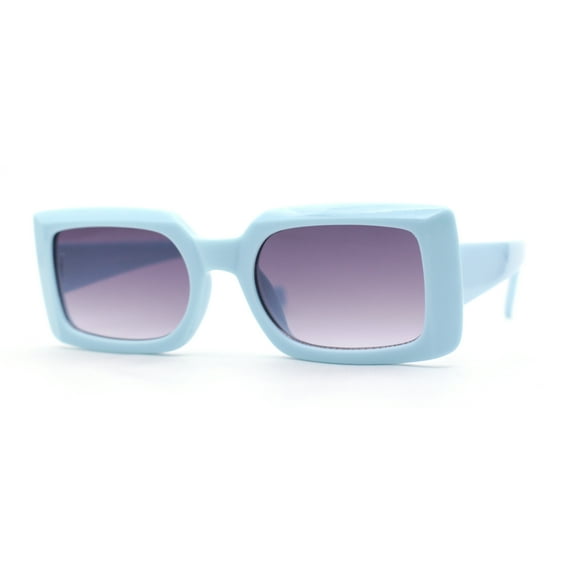 Child Size Girls Mod Rectangle Fashion Plastic Sunglasses Blue - Smoke