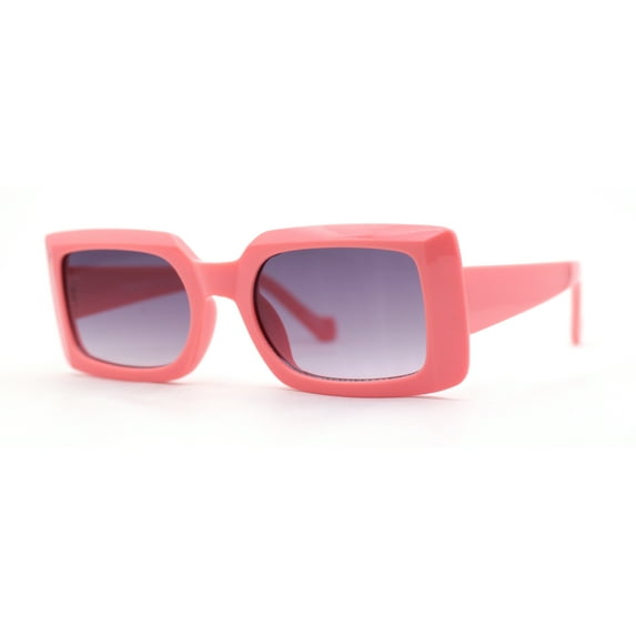 Child Size Girls Mod Rectangle Fashion Plastic Sunglasses Coral - Smoke