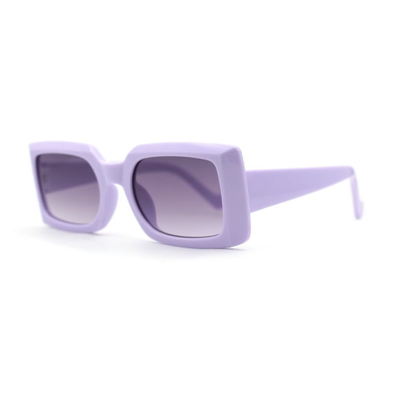 Child Size Girls Mod Rectangle Fashion Plastic Sunglasses Lavender - Smoke