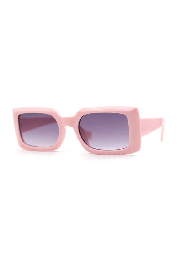 Child Size Girls Mod Rectangle Fashion Plastic Sunglasses Pink - Smoke