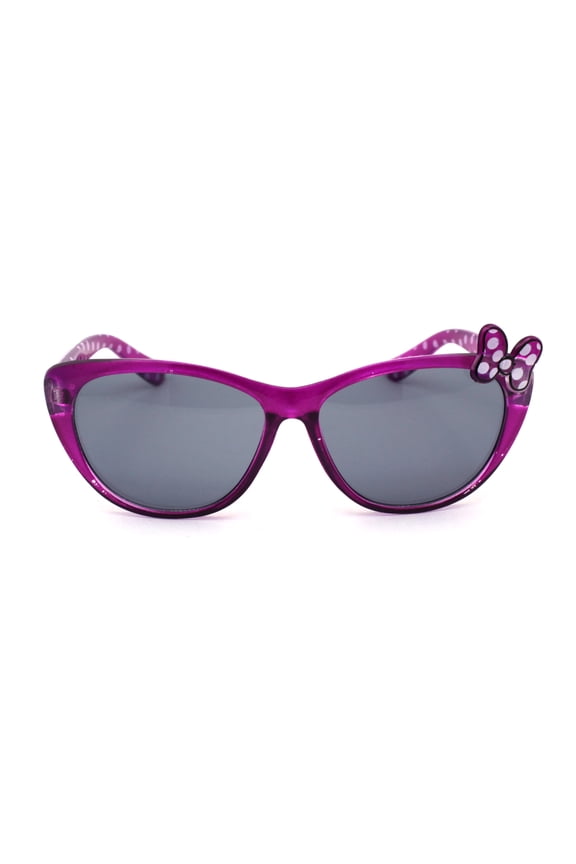 Child Size Girls Polka Dot Bow Pin Mod Plastic Cat Eye Sunglasses Purple Black