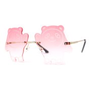 Child Size Kids Panda Bear Rimless Fun Party Shade Sunglasses Gold Pink